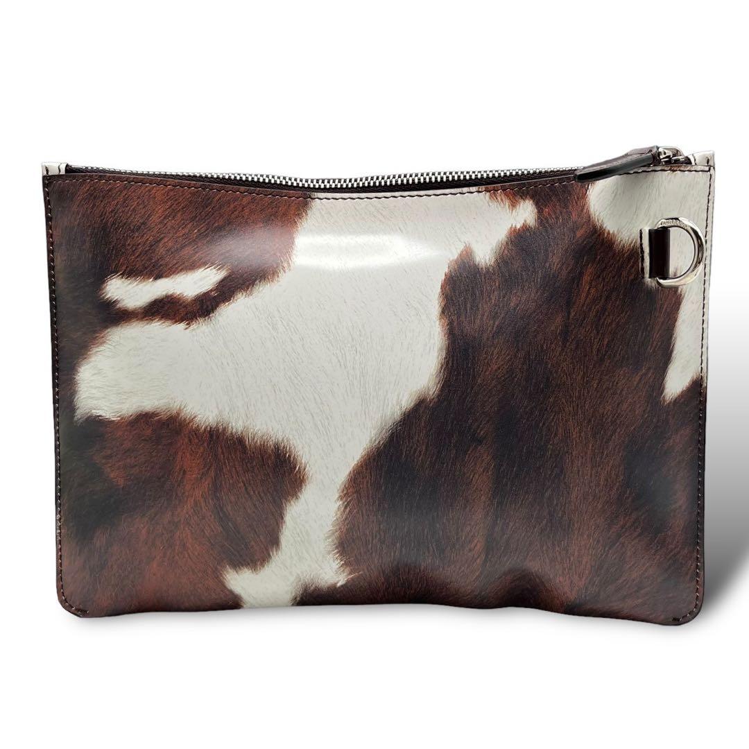 現行 3831 BURBERRY バーバリー クラッチバッグ ハラコ柄 ブラウン