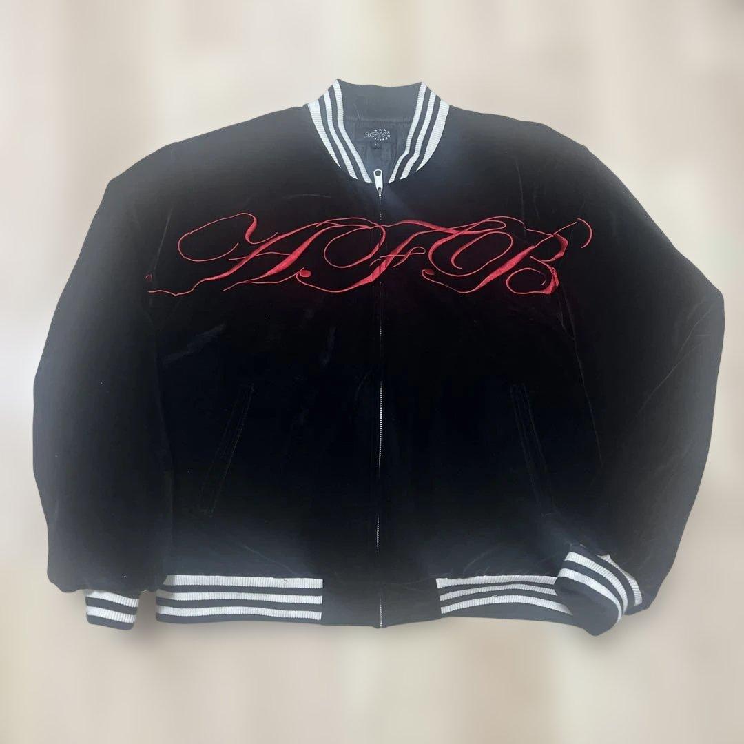AFB SIGNATURE BOMBER JACKET ベロア　ブラック