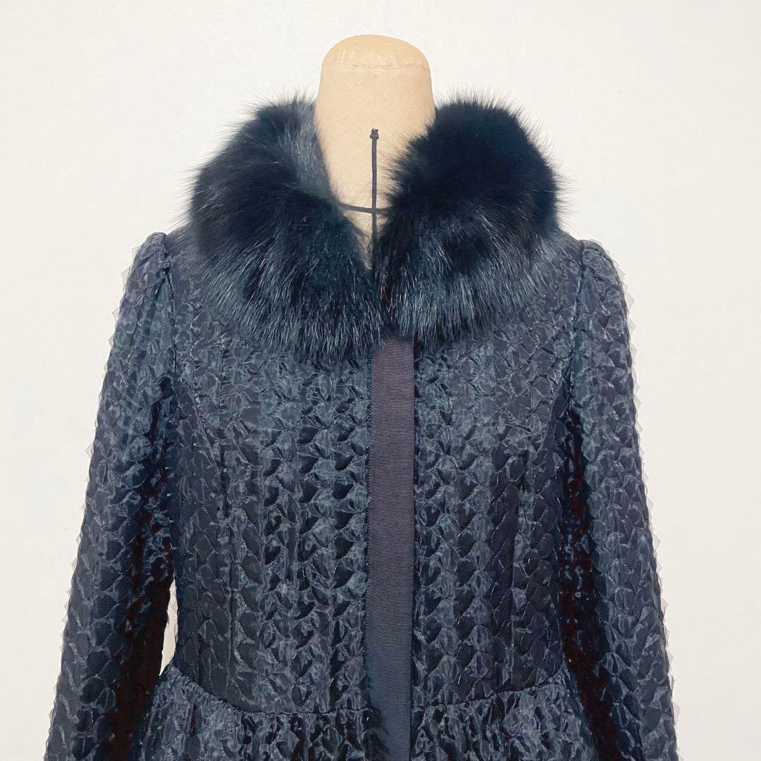 極美品✨COTOO 定価21万ブルーフォックスファー付コート38 イタリア製生地