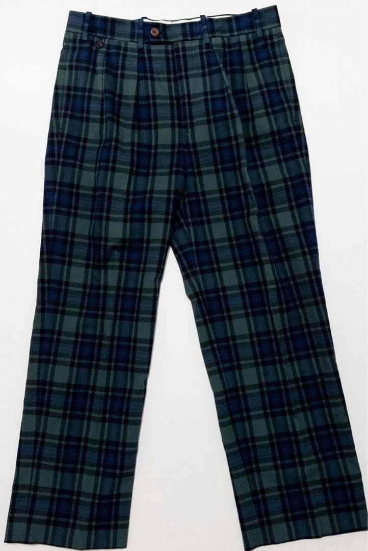 ベルナールザンス ブラックウォッチ 2プリーツスラックス シアサッカー FR38