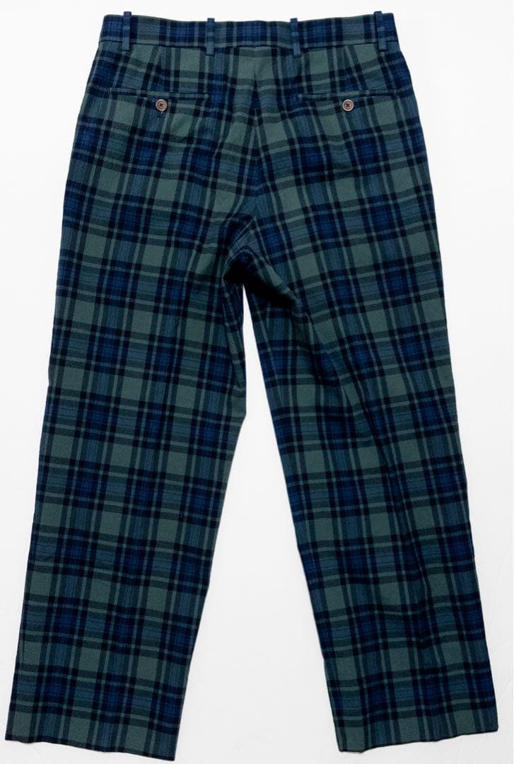 ベルナールザンス ブラックウォッチ 2プリーツスラックス シアサッカー FR38