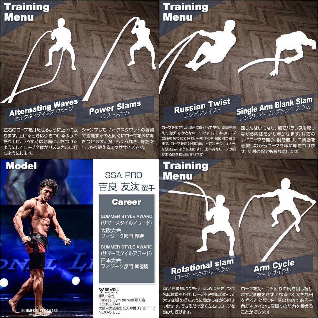 トレーニングロープ バトルロープ 50mm x 長さ15m プログレード2385