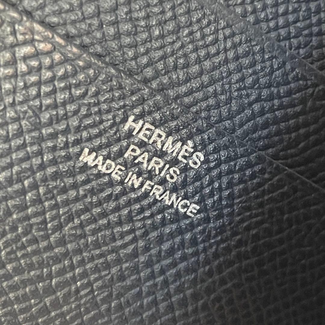 【Y刻印】 エルメス ポーカーGM マネークリップ ネイビー ビジネス カード