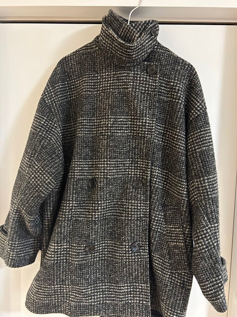 Spick&Span Wスライバーチェックハーフコート ブラック36