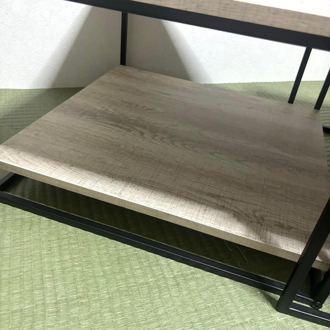 【未使用級】LOWYA 木目調ネストテーブル グレーオーク/ブラック