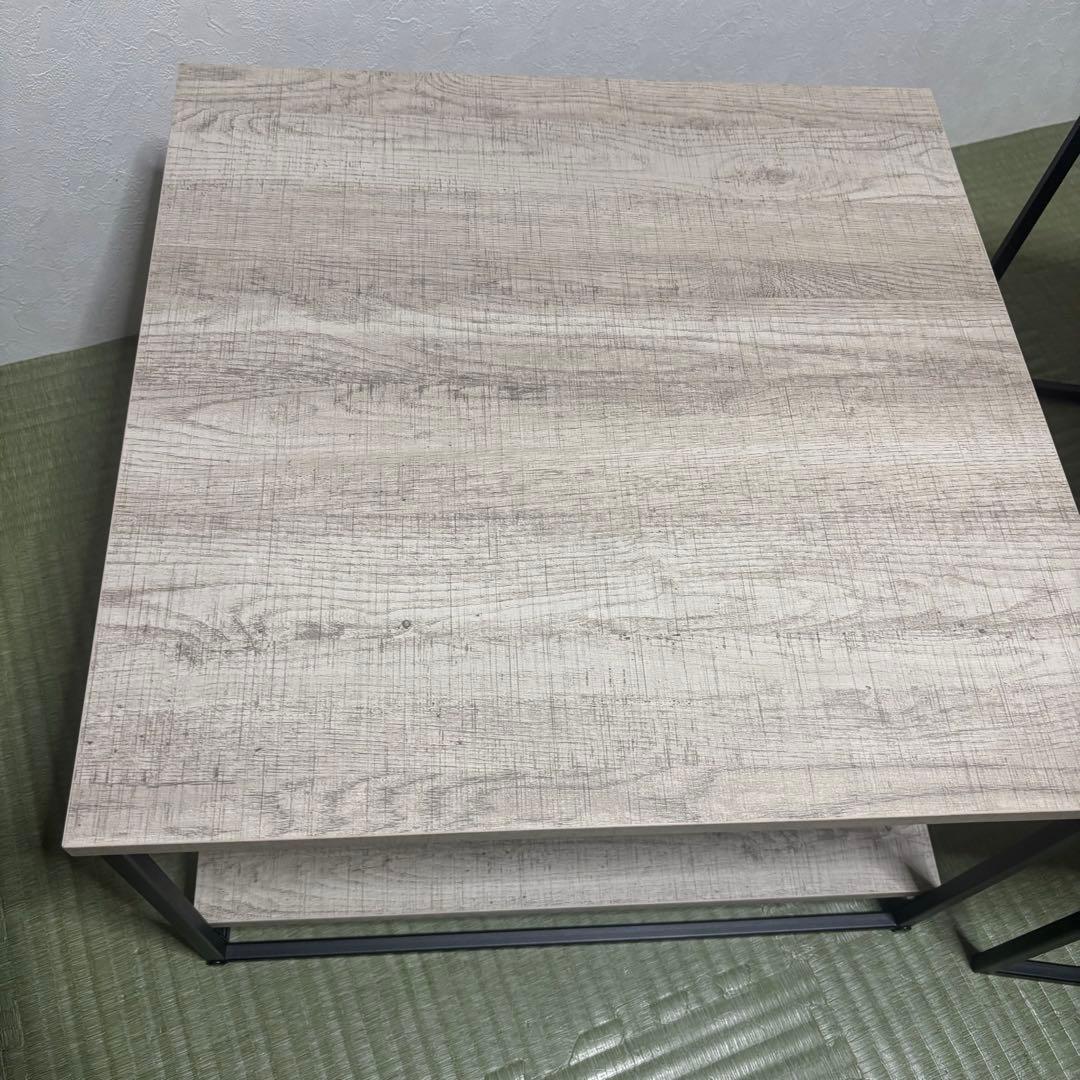 【未使用級】LOWYA 木目調ネストテーブル グレーオーク/ブラック