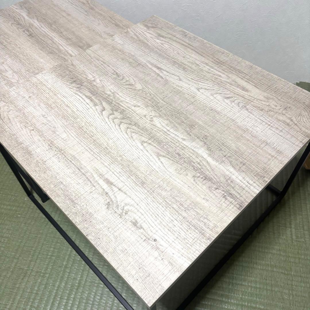 【未使用級】LOWYA 木目調ネストテーブル グレーオーク/ブラック