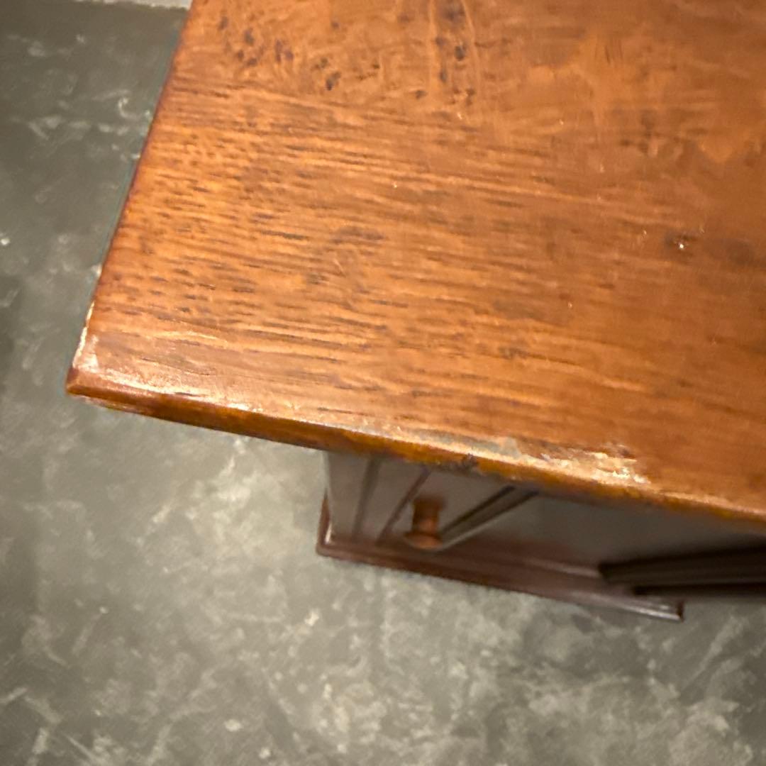 ヴィンテージ　木製サイドテーブル　引き出し／扉収納付き