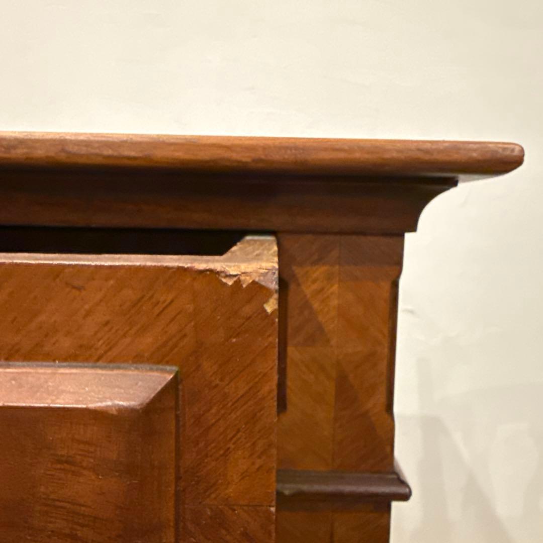 ヴィンテージ　木製サイドテーブル　引き出し／扉収納付き