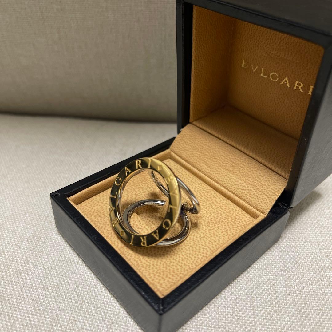 美品　BVLGARI　ブルガリ　ゴールド＆シルバー　スカーフリング　コンビ