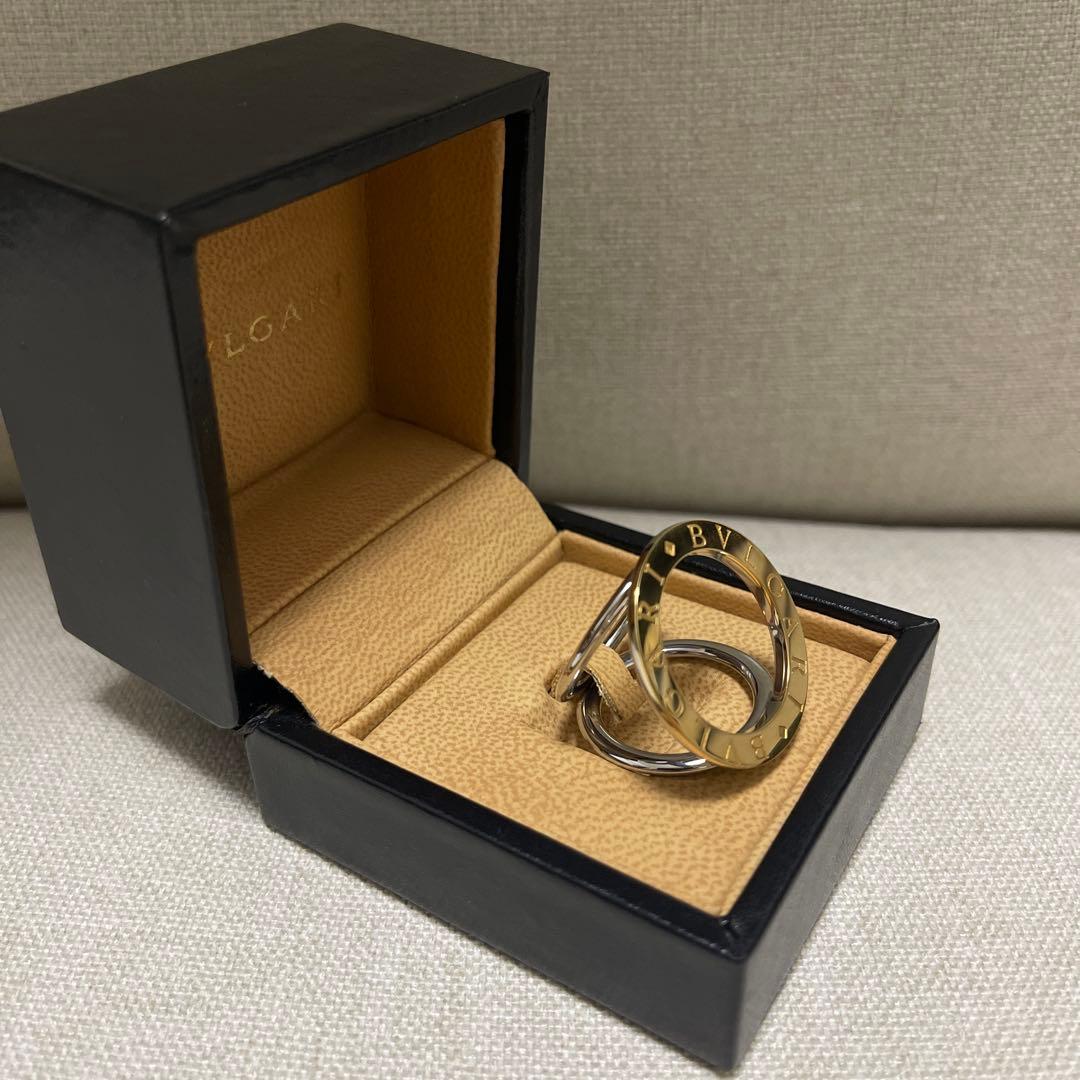 美品　BVLGARI　ブルガリ　ゴールド＆シルバー　スカーフリング　コンビ