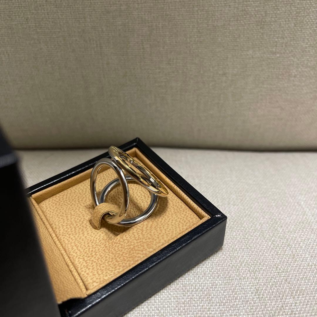 美品　BVLGARI　ブルガリ　ゴールド＆シルバー　スカーフリング　コンビ