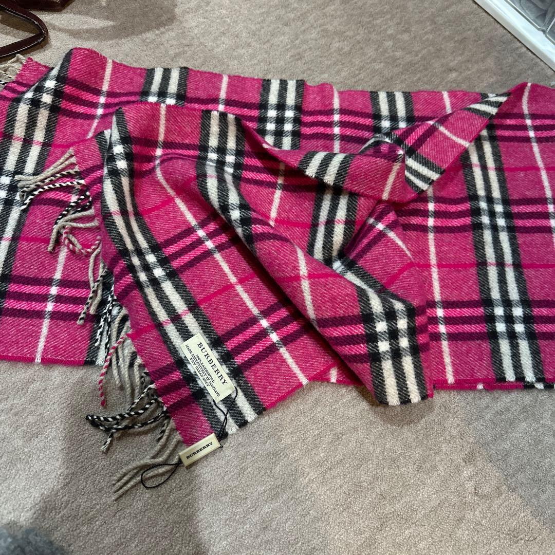 BURBERRY チェック柄 マフラー ピンク