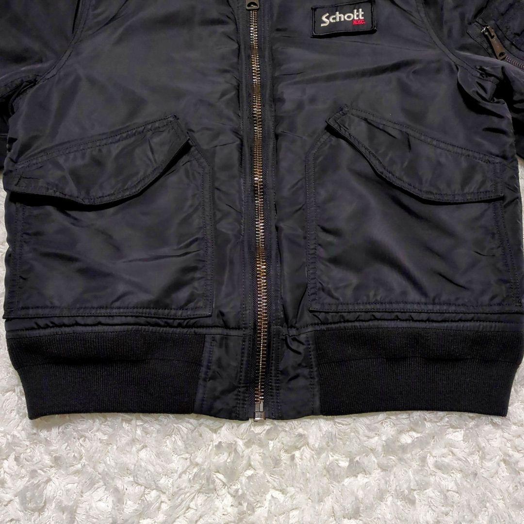 Schott♦CWU-R キルティング 中綿 フライトジャケット パッチ 黒 M