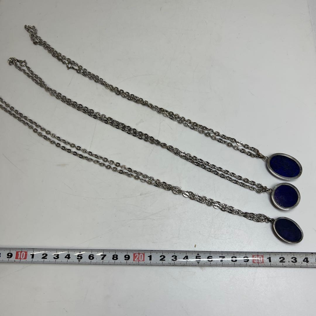 silver刻印ラピスラズリ大玉ネックレス　69g 東奏8-0117☆2f