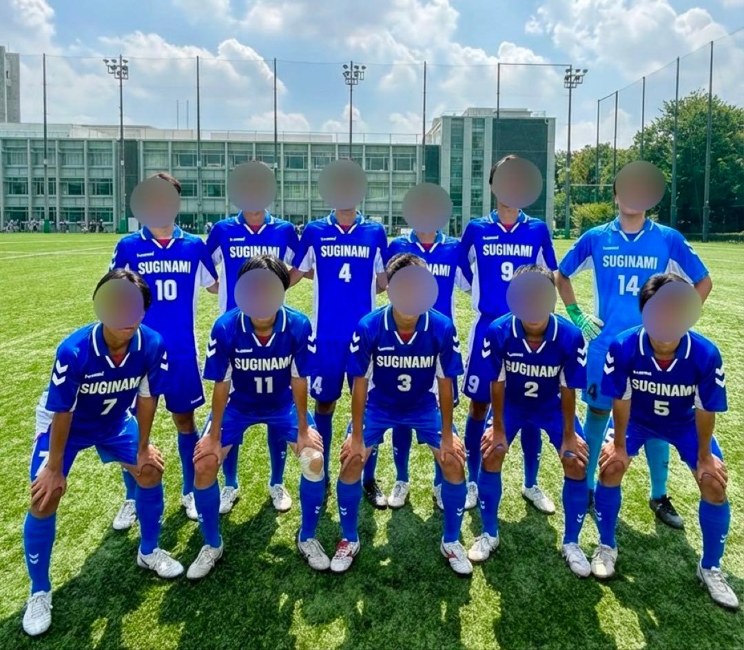 杉並高校サッカー部　ユニフォーム　L 光沢生地　ヒュンメル　ブルー　上下セット