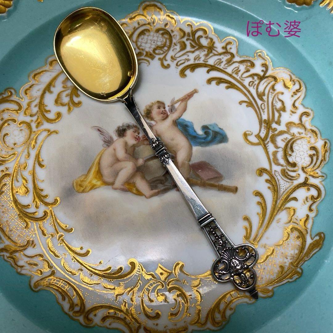 【フランス／純銀製品３点】①ビスケットジャー②③アイスクリームスプーン各１本