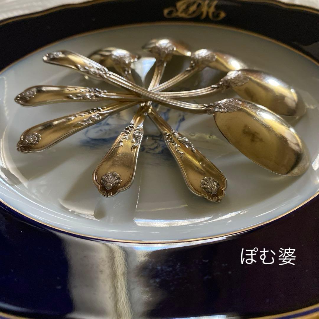 【フランス／純銀製品３点】①ビスケットジャー②③アイスクリームスプーン各１本