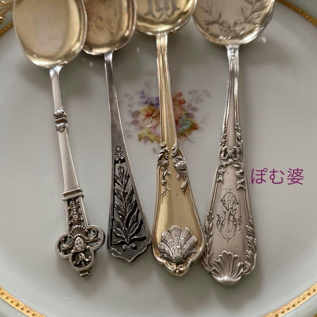 【フランス／純銀製品３点】①ビスケットジャー②③アイスクリームスプーン各１本