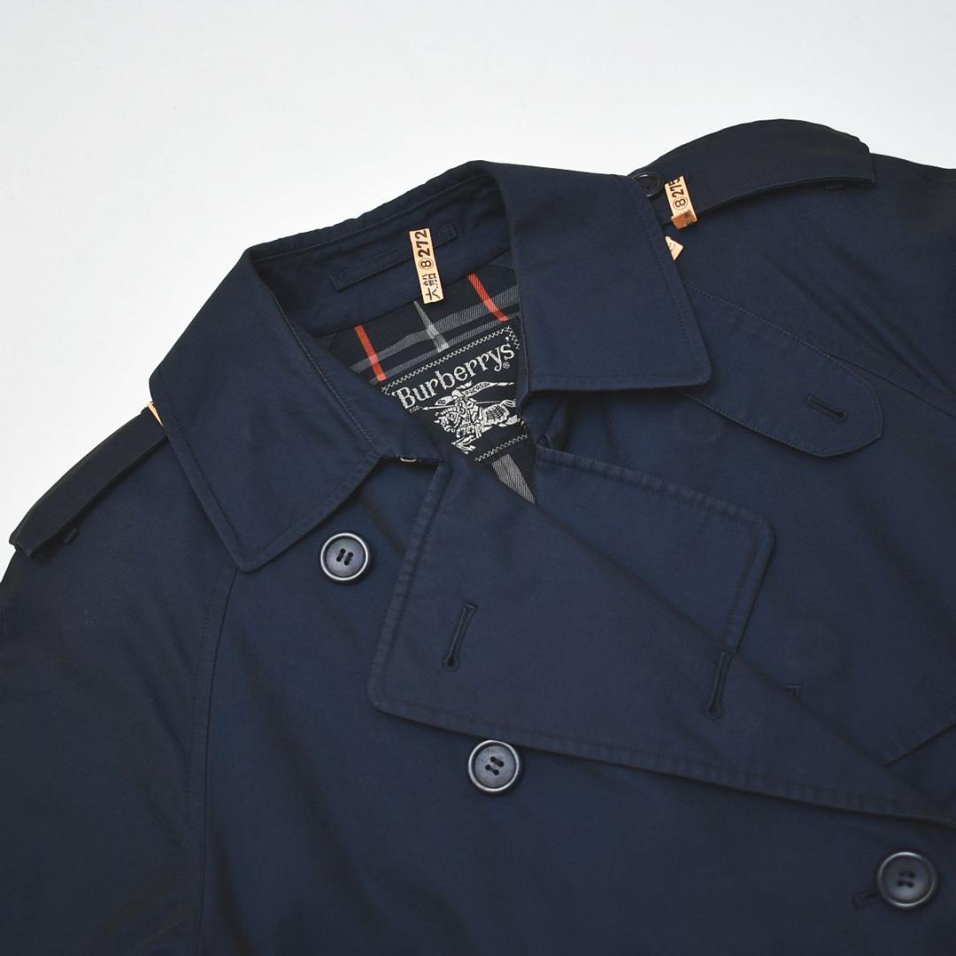 60s 70s バーバリー Burberry トレンチコート 7AR 紺 ♪