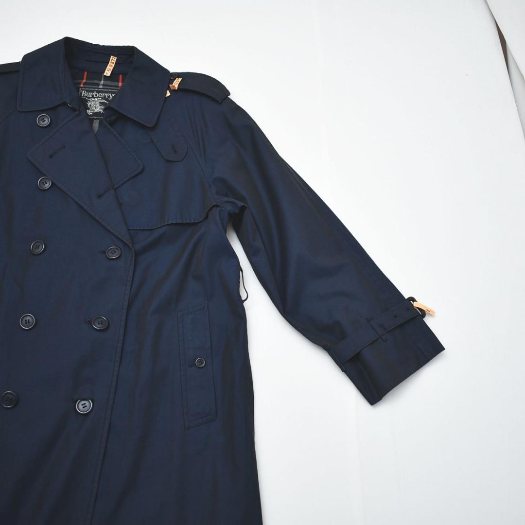 60s 70s バーバリー Burberry トレンチコート 7AR 紺 ♪