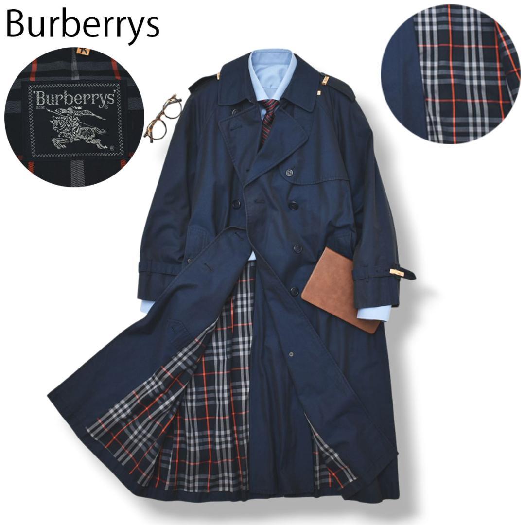 60s 70s バーバリー Burberry トレンチコート 7AR 紺 ♪