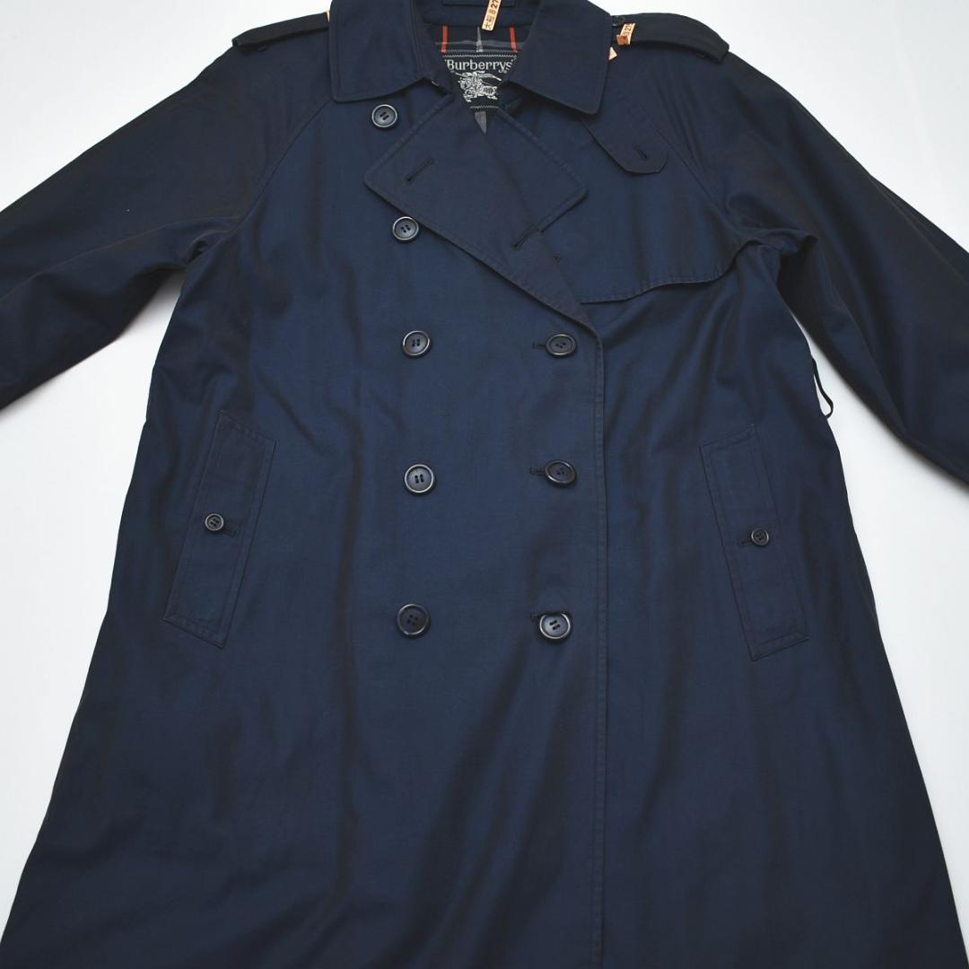 60s 70s バーバリー Burberry トレンチコート 7AR 紺 ♪