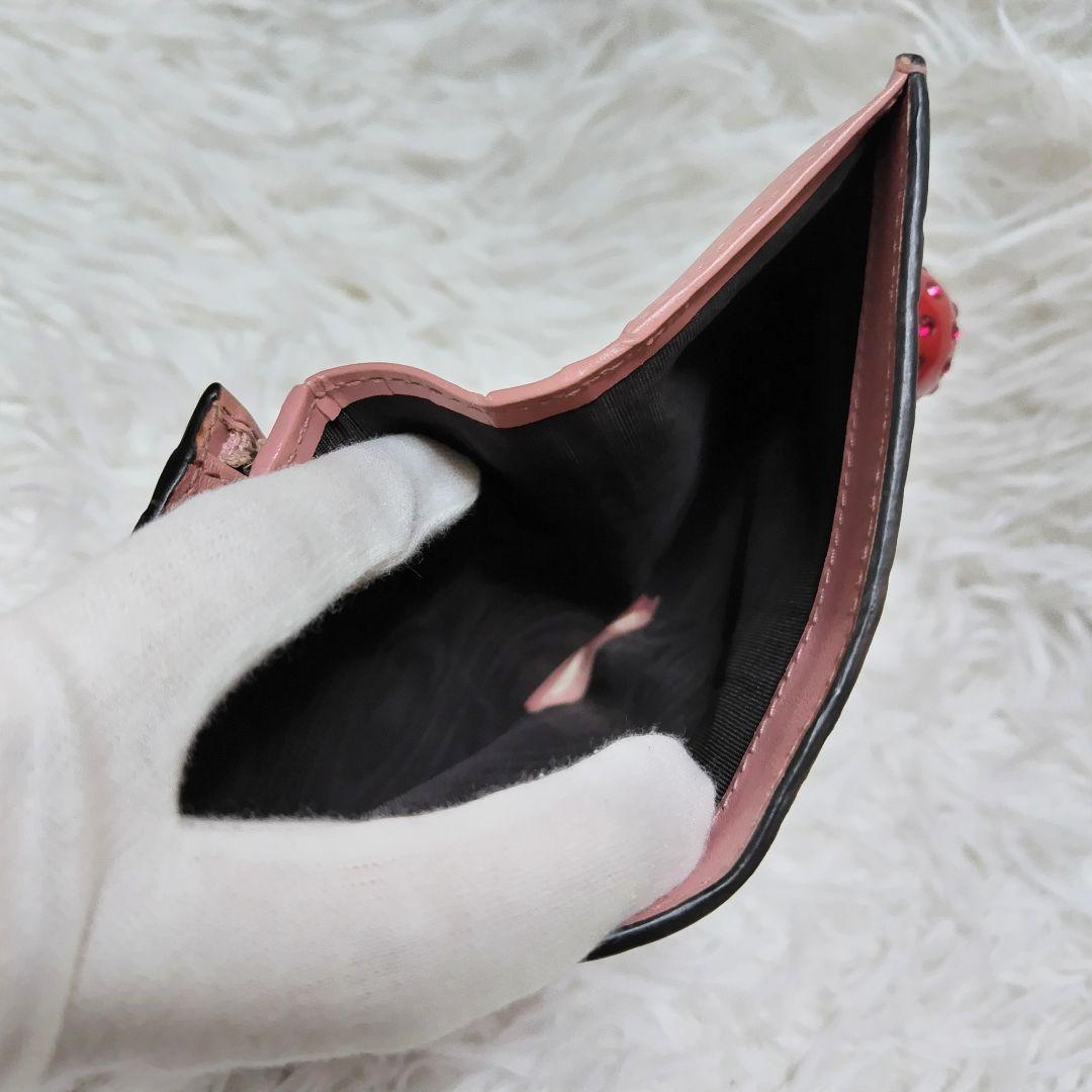 レア美品✨グッチ◇日本限定モデルチェリー二つ折り財布ピンクシマレザーゴールド金具