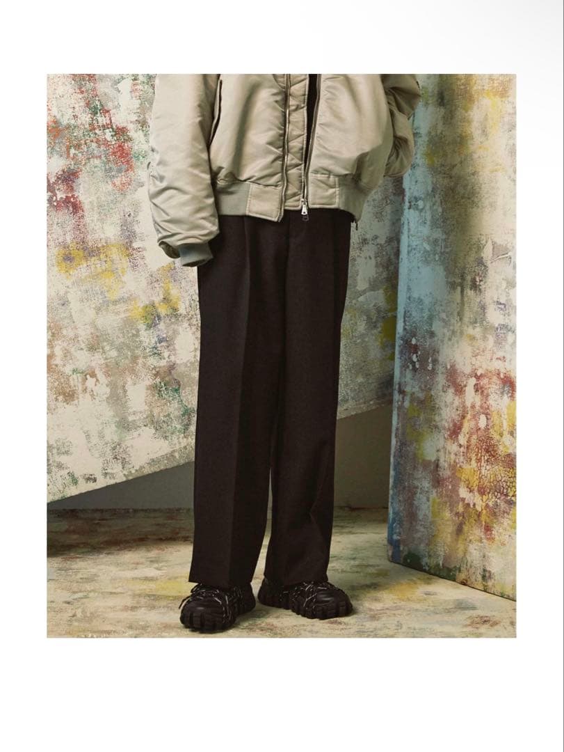 MAISON SPECIAL シャンブレーウールワンタックワイドパンツ