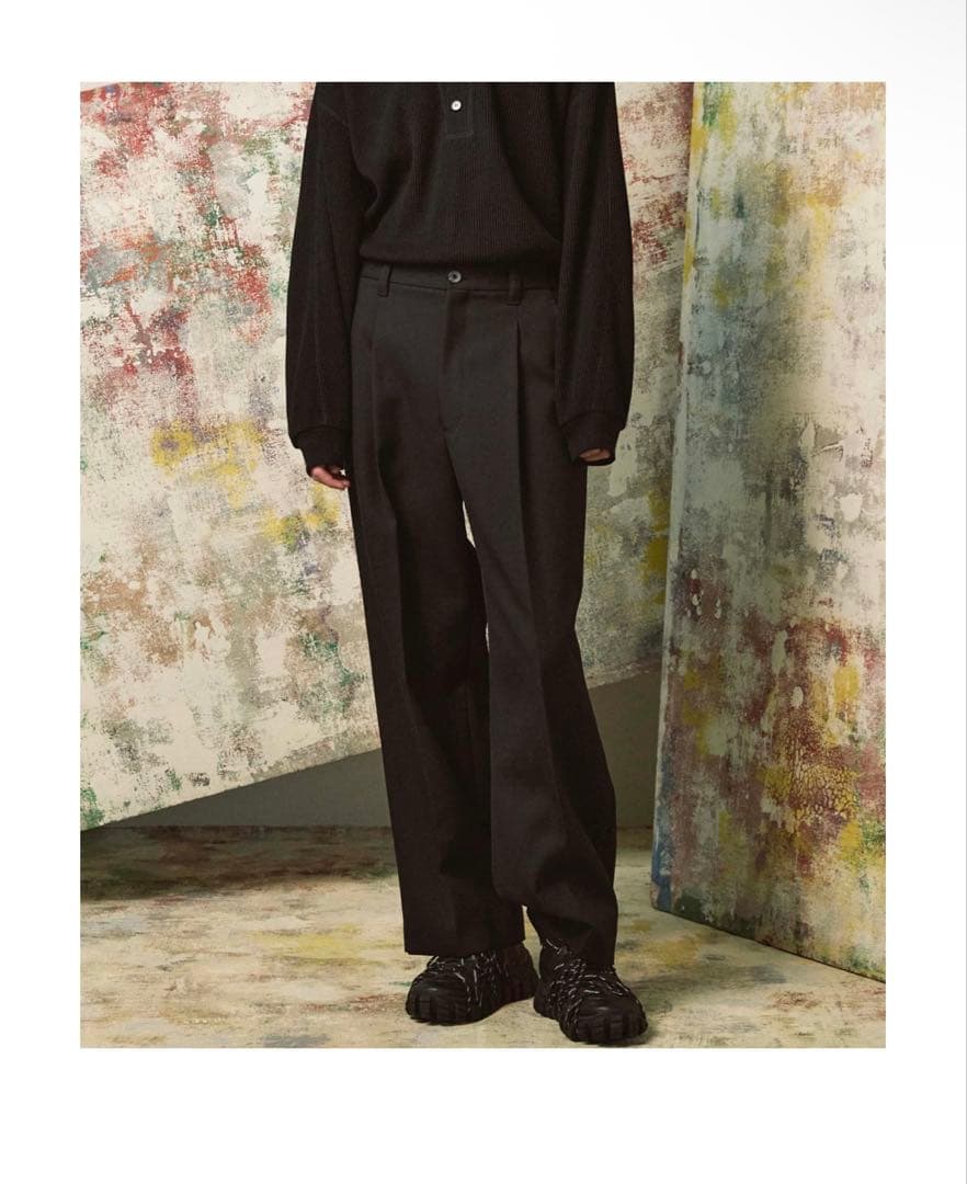 MAISON SPECIAL シャンブレーウールワンタックワイドパンツ