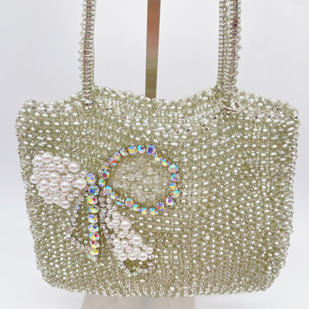 極美品✨【アンテプリマ】2wayワイヤーバッグ シルバーリボン ビジュー 保存袋