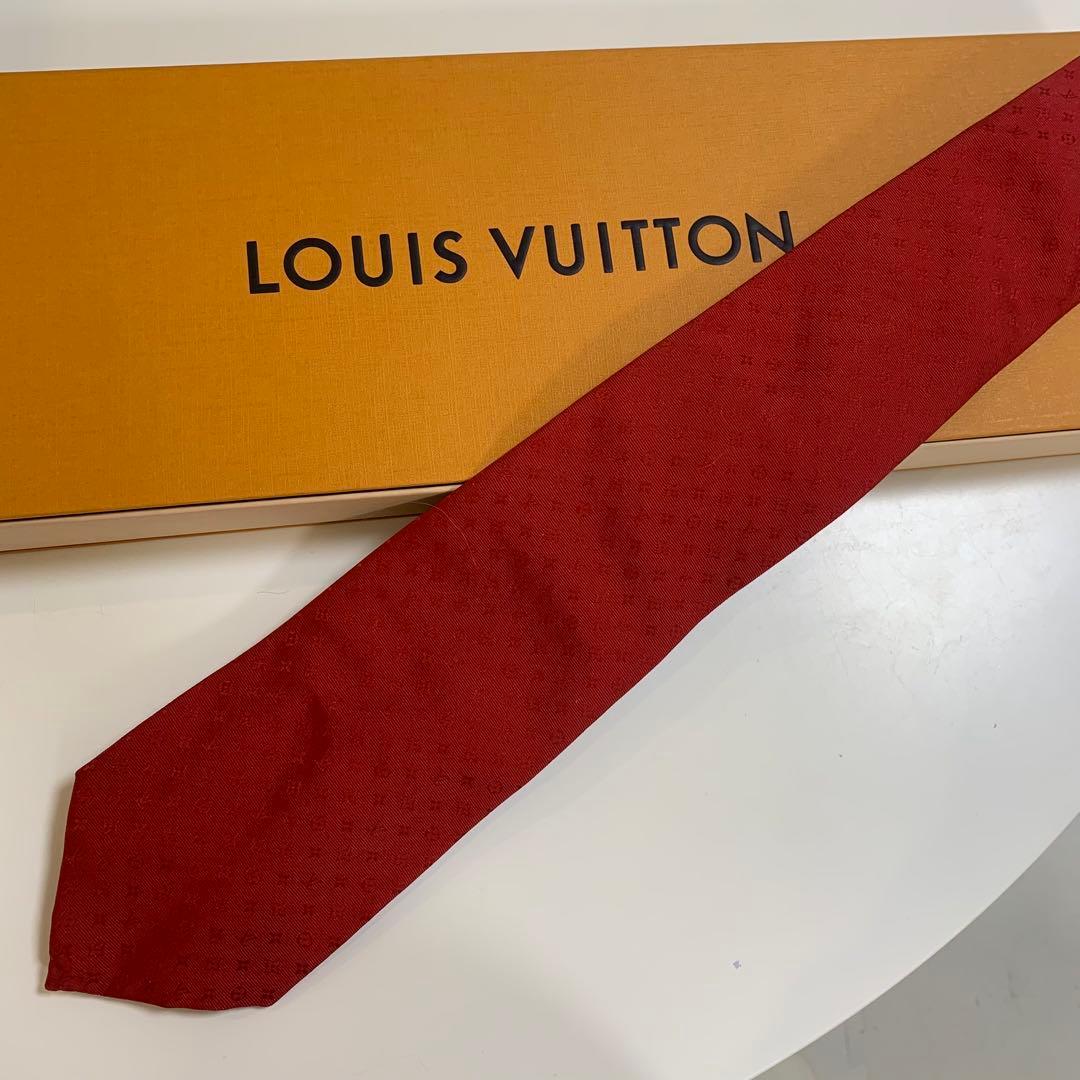 ヴィトン　ネクタイ　ネオモノグラムミッシム　ソリッド　レッド