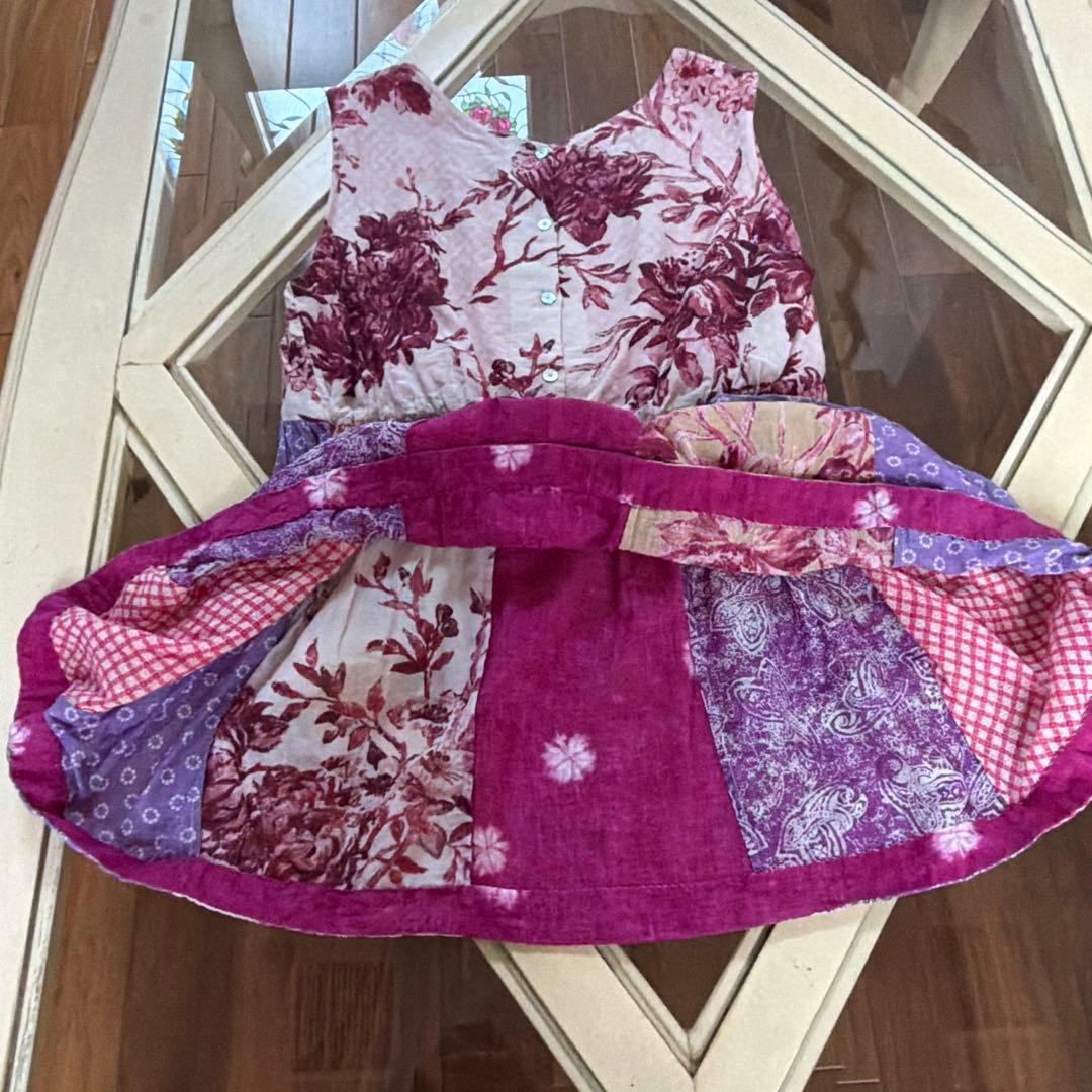 45r花柄パッチワークノースリーブチュニック