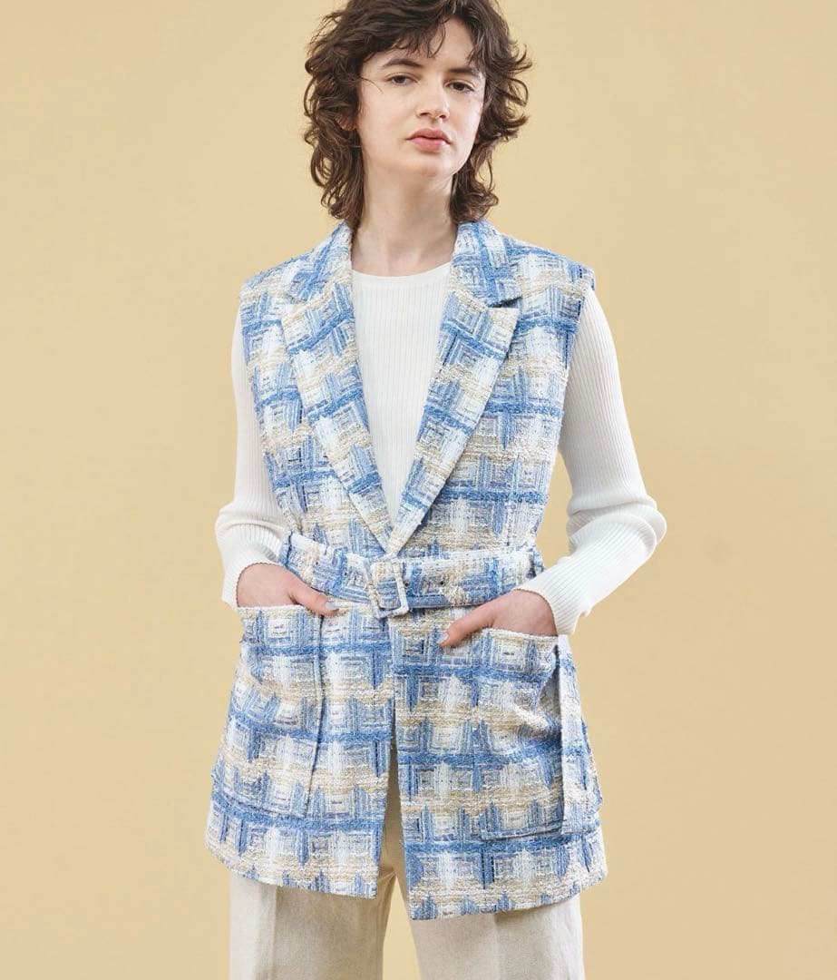 ⭐️¥9.4万⭐️ デプレ　トゥモローランド　華やか　ツイード　ベスト　ジレ　はおり