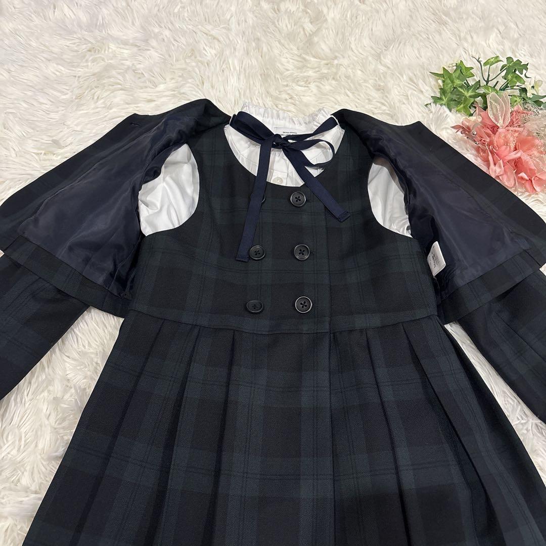 美品グリーンレーベルリラクシング3点セットアップ緑入学式卒園式ボレロ ワンピ