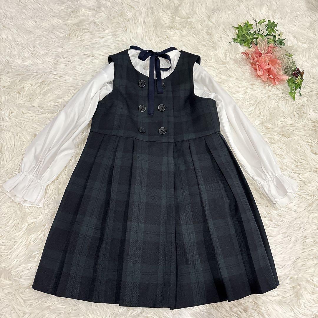 美品グリーンレーベルリラクシング3点セットアップ緑入学式卒園式ボレロ ワンピ