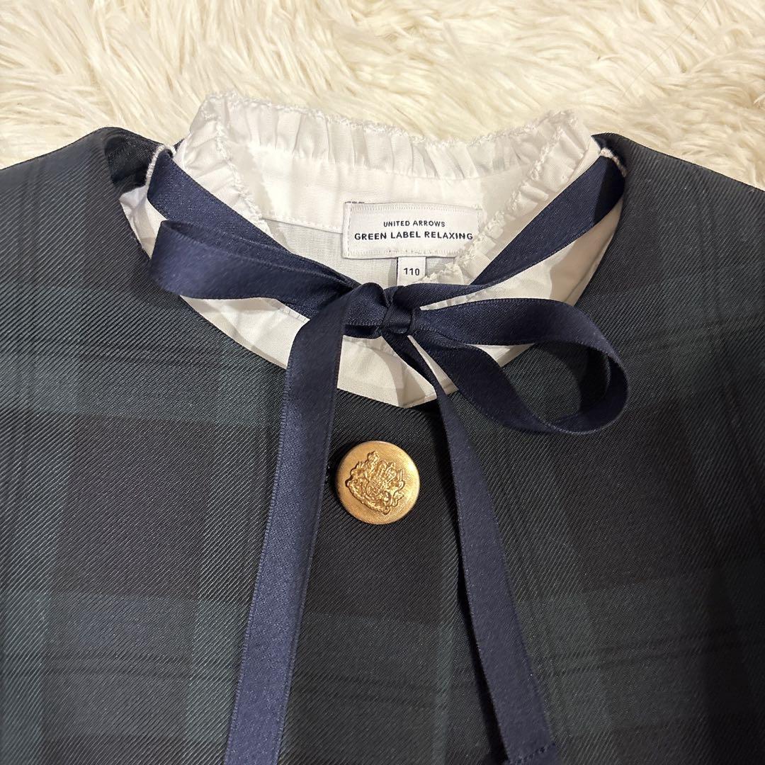 美品グリーンレーベルリラクシング3点セットアップ緑入学式卒園式ボレロ ワンピ