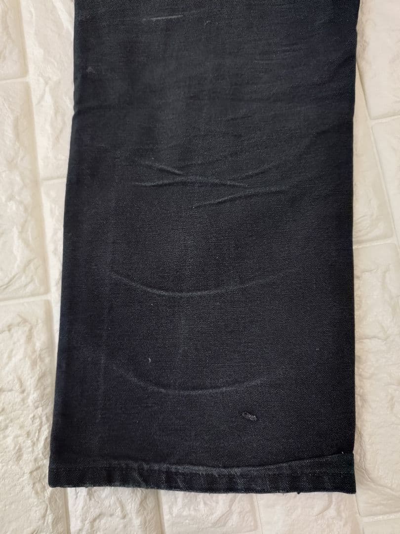 ヴィンテージ★USA製★神フェードカーハートダブルニー黒ブラックダックパンツ29