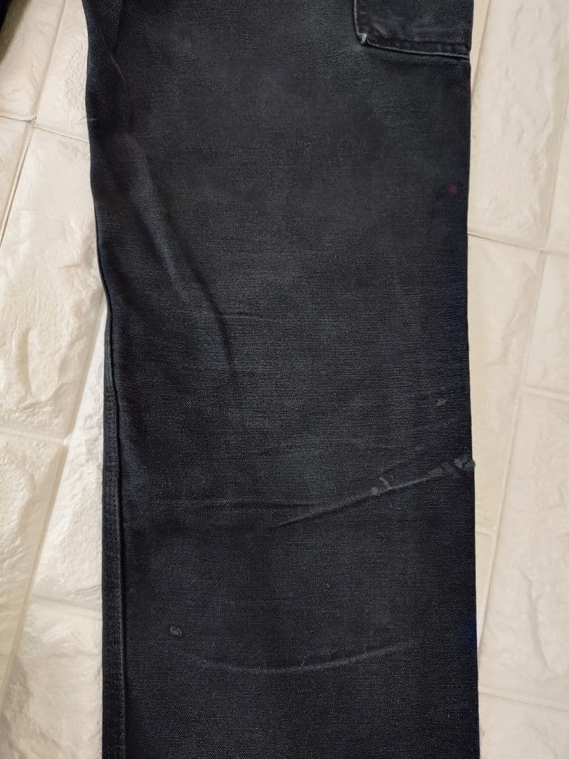 ヴィンテージ★USA製★神フェードカーハートダブルニー黒ブラックダックパンツ29