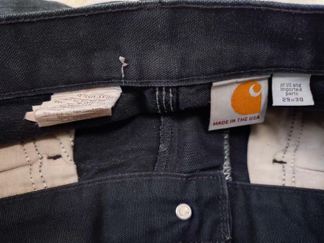 ヴィンテージ★USA製★神フェードカーハートダブルニー黒ブラックダックパンツ29