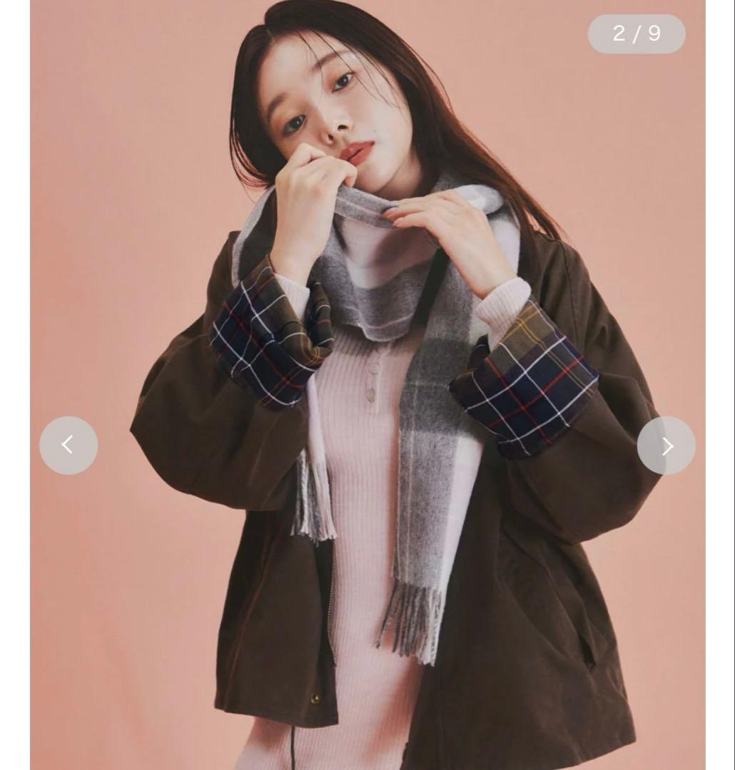 【SNIDEL】Barbour マフラー ピンク