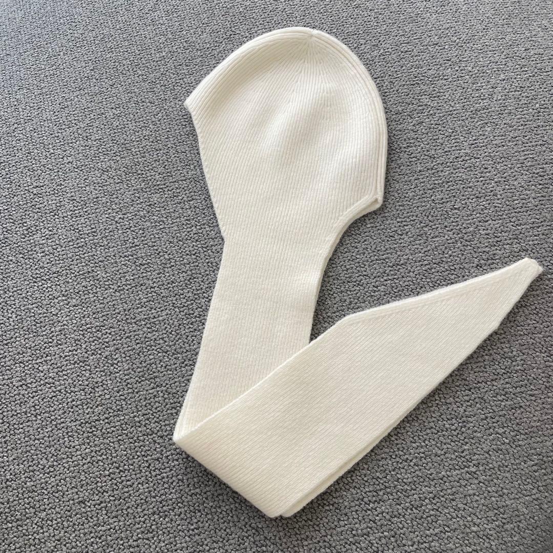 【新品未使用】NKNIT ウールニットマフラーキャップ ホワイト