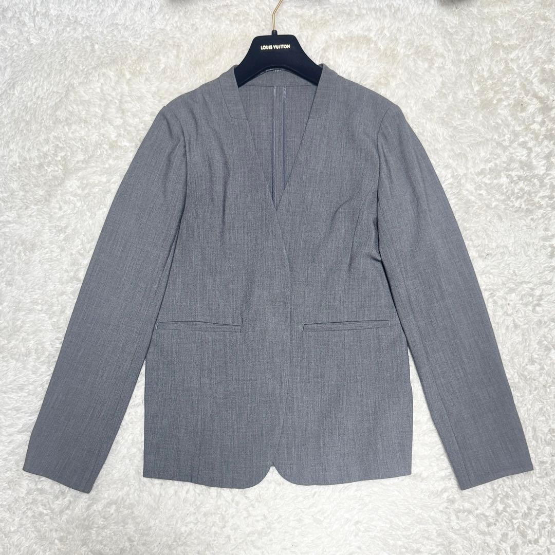 現行品 SOEJU ウールライクノーカラージャケット タックパンツ セットアップ