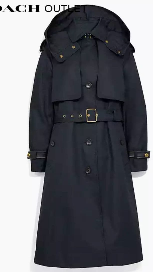 mettya COACHフーデッド トレンチ コート
