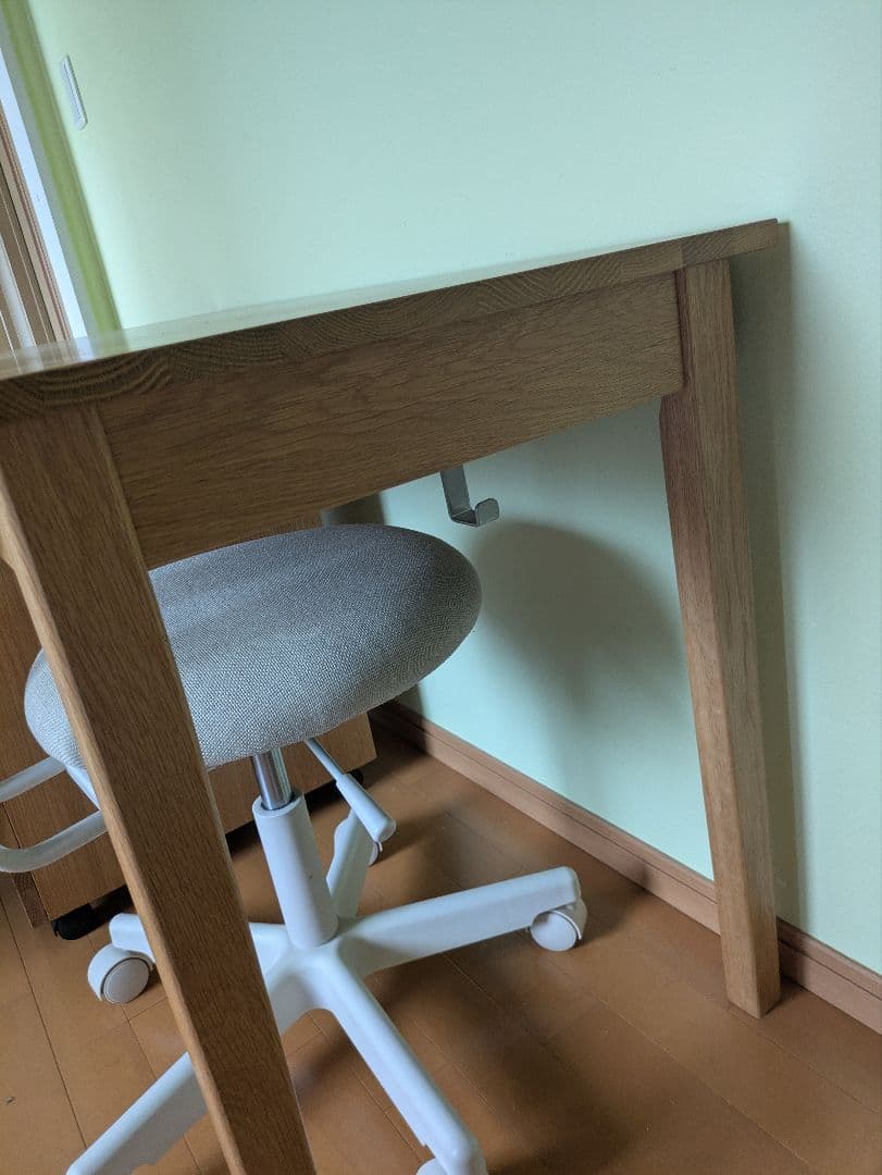 無印　送料込　引取はお値引き　オーク材　机 椅子 2点セット