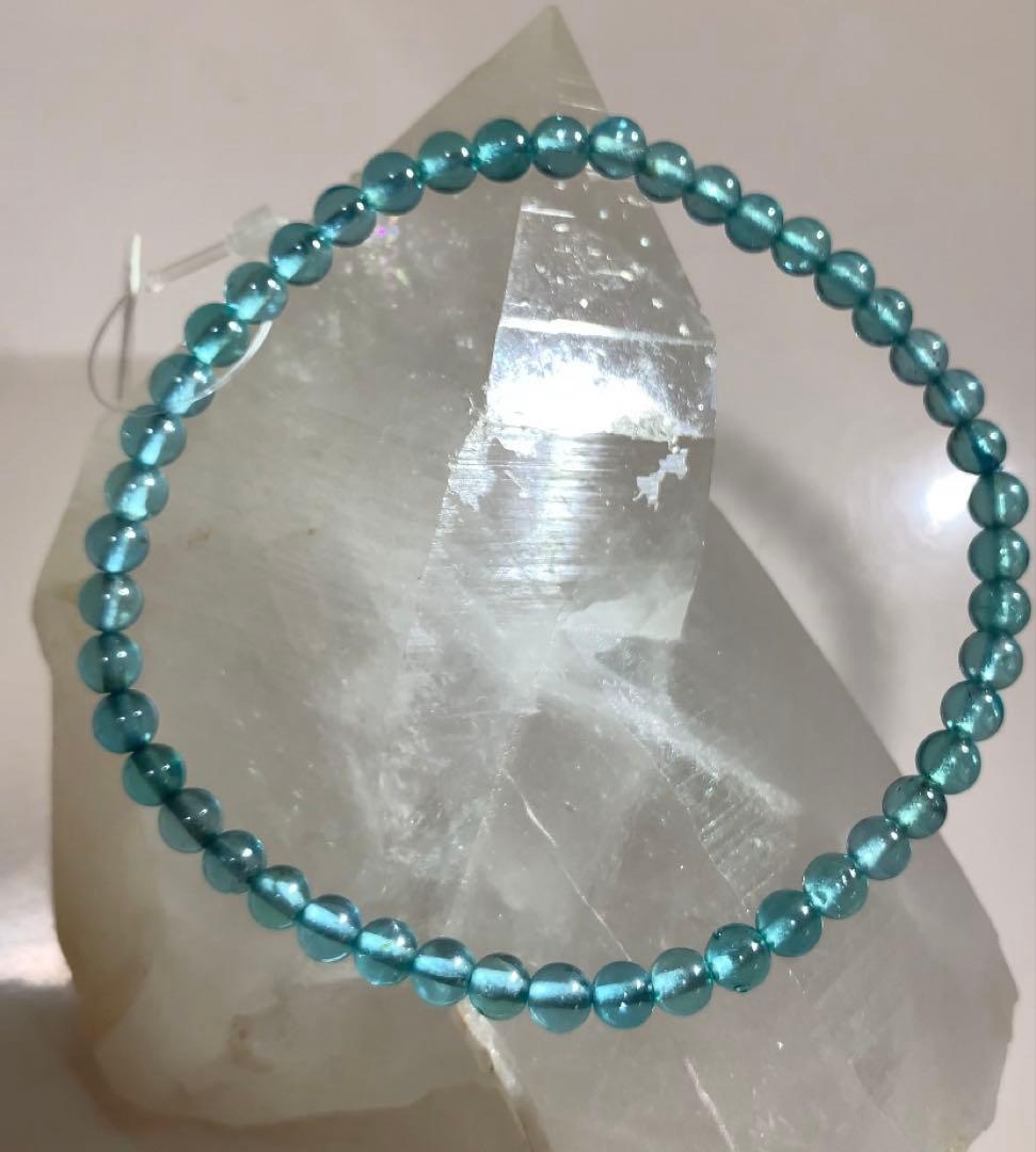 レアカラー❣️《宝石質》　アパタイト　ブレスレット　パライバトルマリンカラー