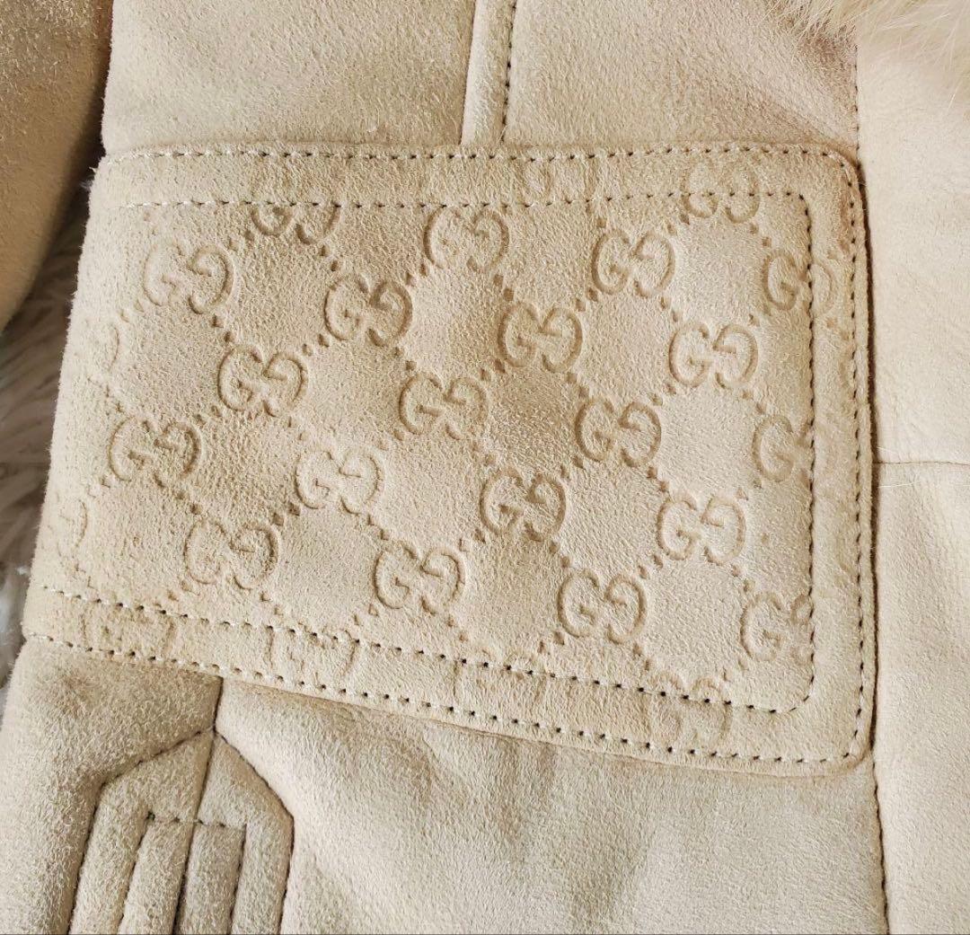 GUCCI リアルムートン シーリングムートンレザーGGコート