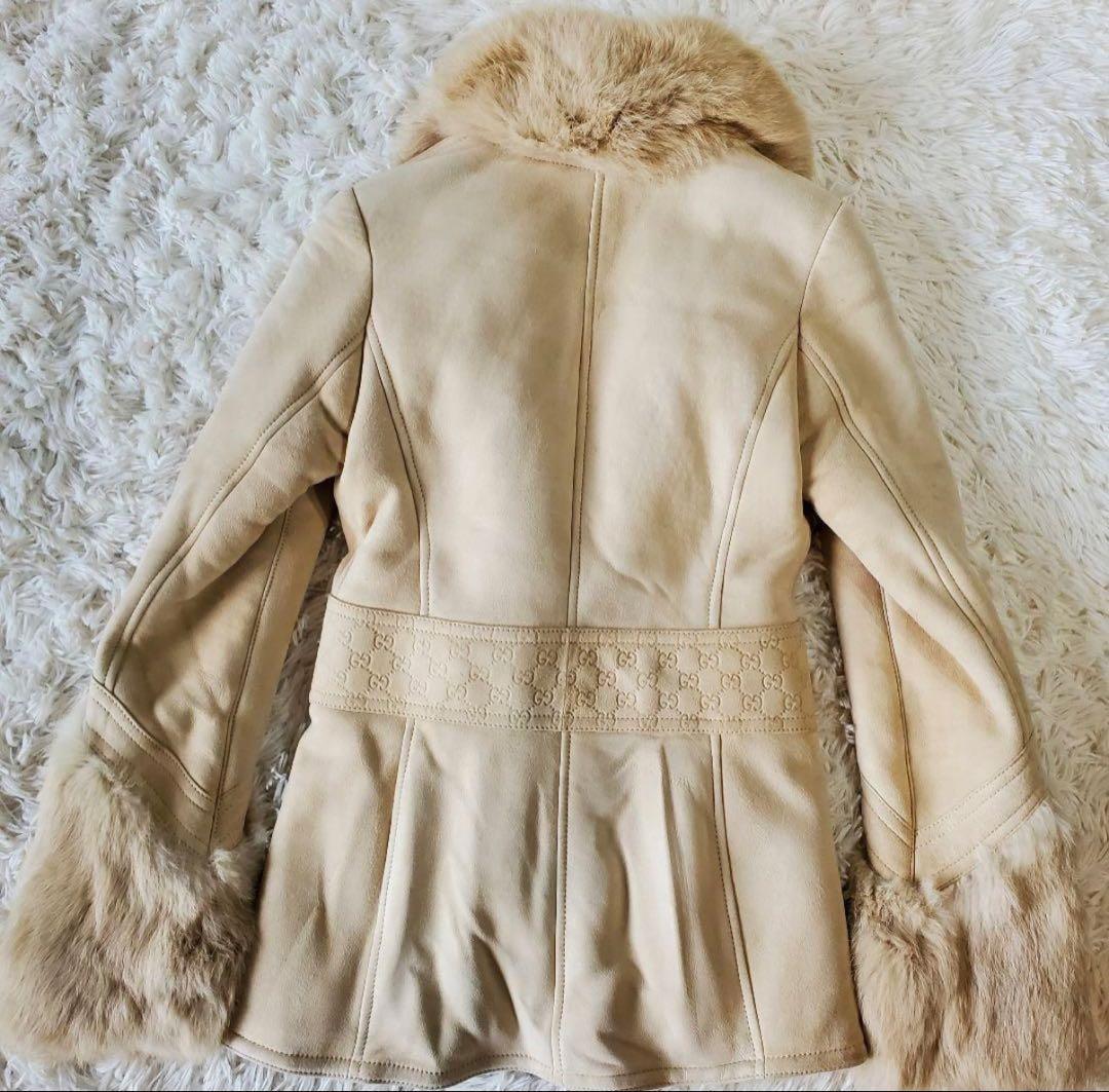 GUCCI リアルムートン シーリングムートンレザーGGコート