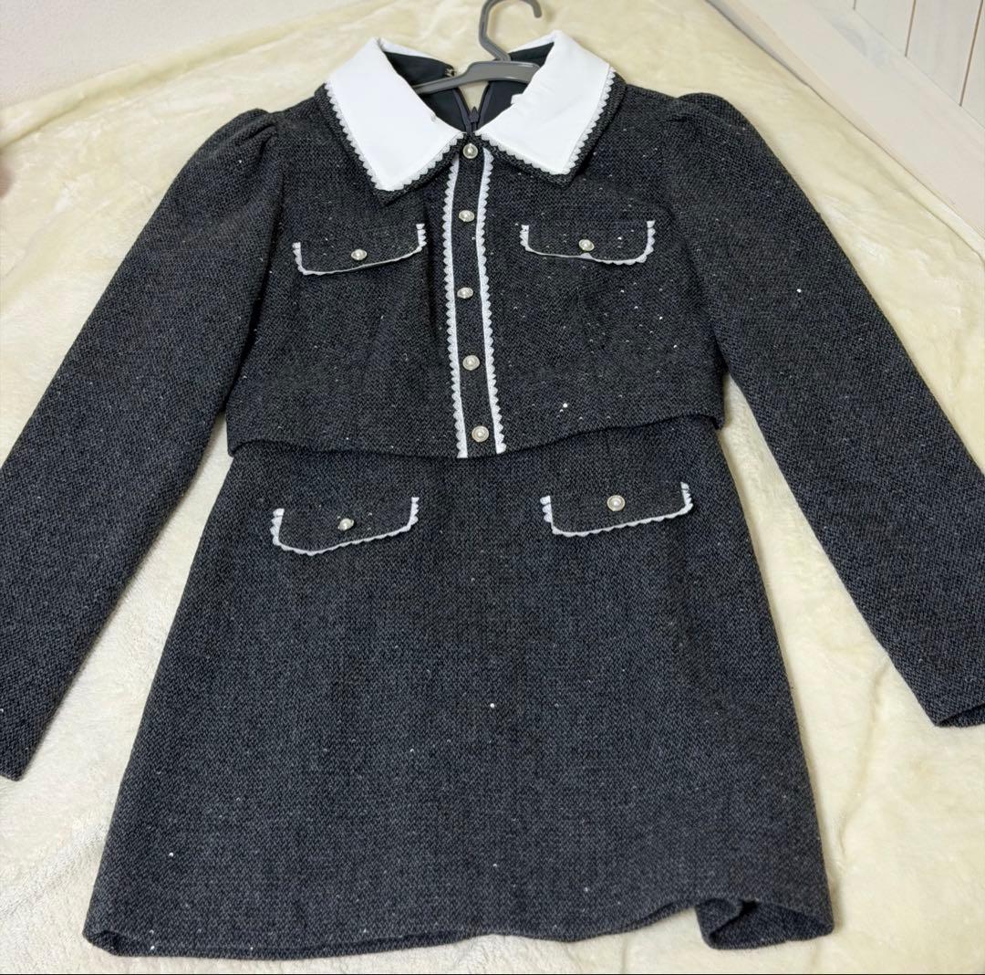 ワンピース Mmeeme Wool herringbone mini onepiece