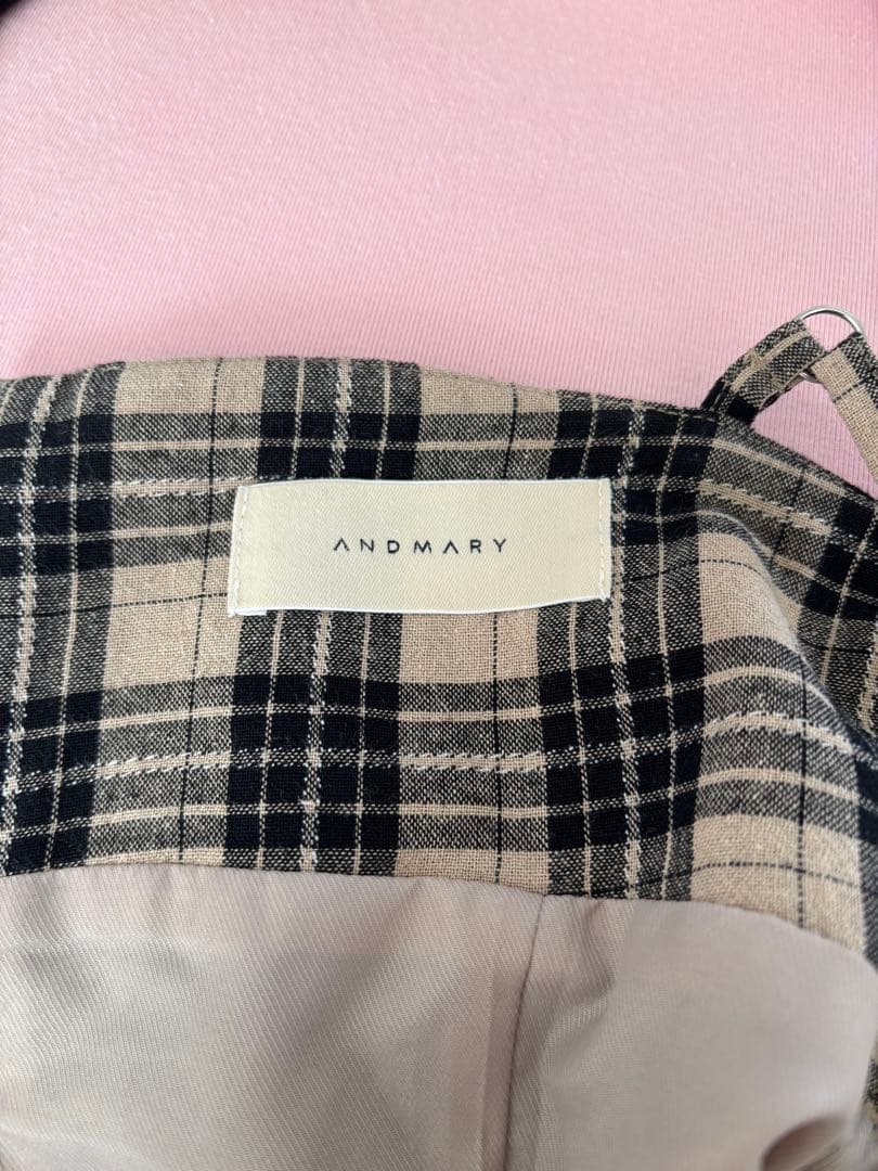 ワンピース andmary Nadia check long dress beige